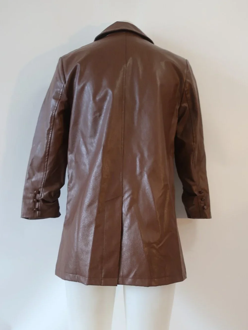 NWT Womens Six/Fifty Brown (Item-307) PU Faux Leather Vienna Oversized Blazer XS